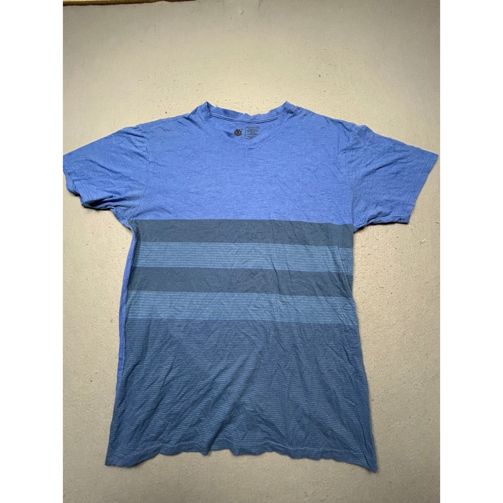 Element T Shirt Organic Cotton Recycled Polyester Blue Striped XL Mens